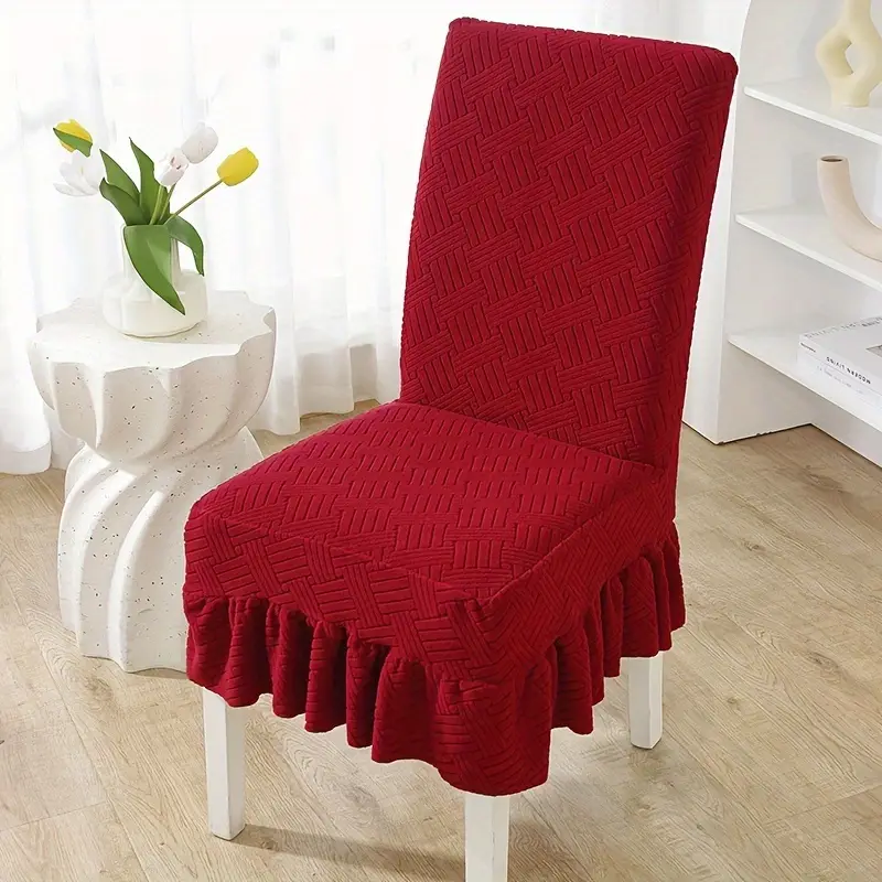 Jacquard Velvet Chair Cover Maroon - Image 3