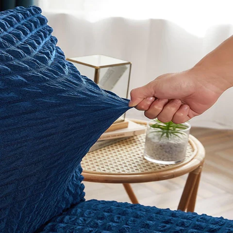 Premium Bubble Frilled Chair Cover Blue - Image 3